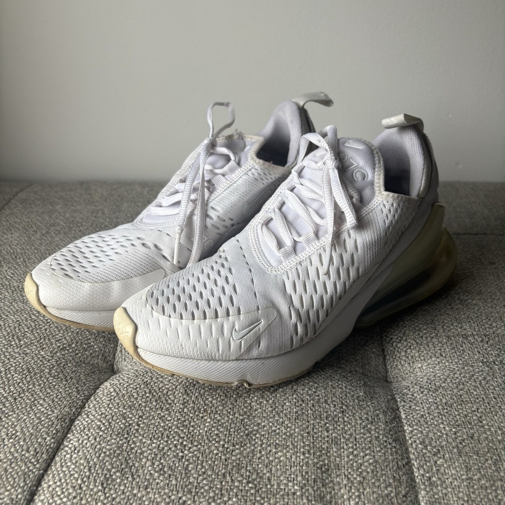 Nike Air Max 270 GS Women's 5,5 Triple White Running/Casual Sneakers 943345-103